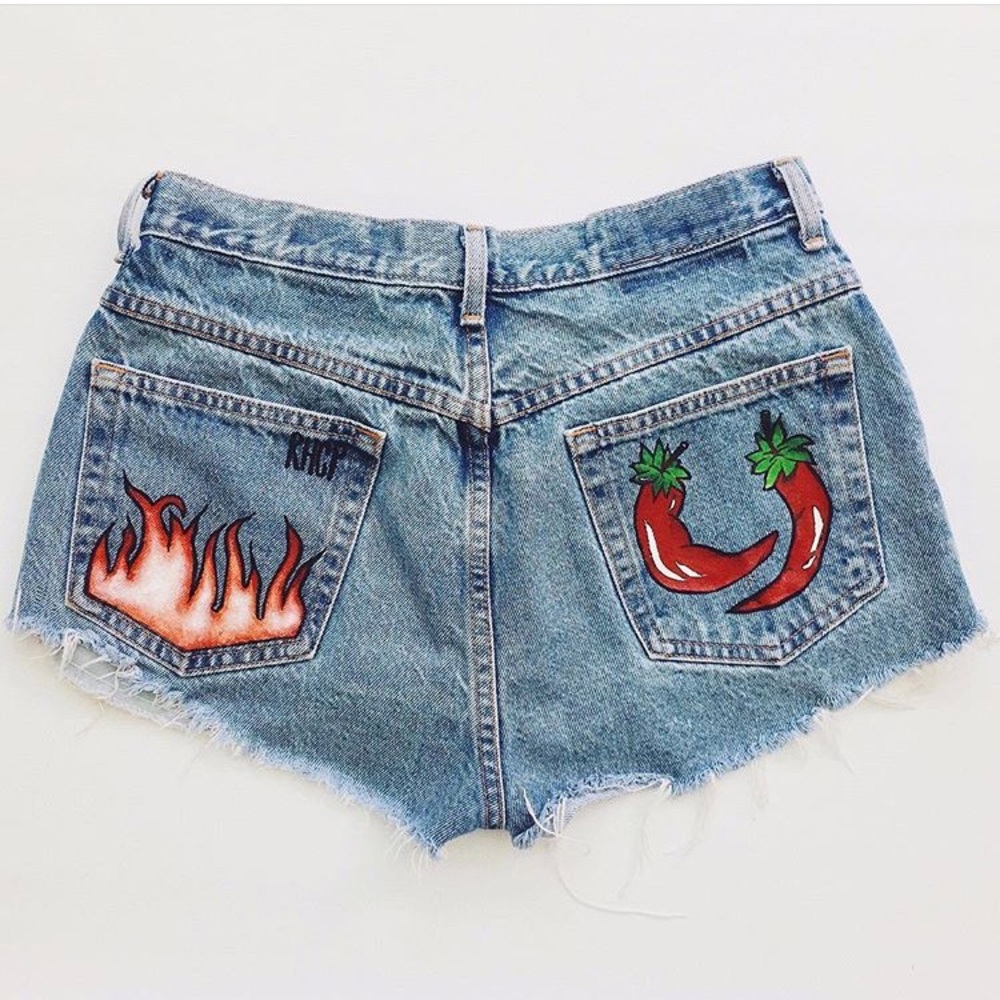 High waisted jean shorts